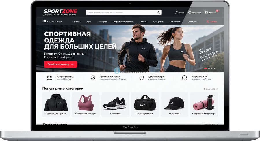 готовый интернет-магазин Спортивная одежда Wordpress